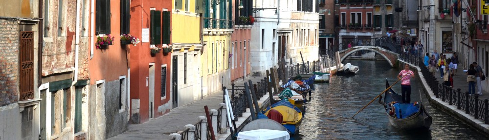 Michael McCollum6/9/11Gondolas navigate the smaller canals in Venice, Italy.